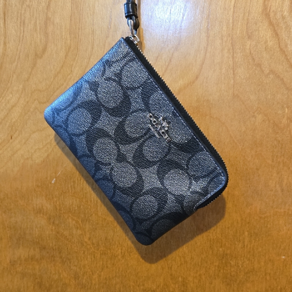 Coach Black and Gray Signature Wristlet